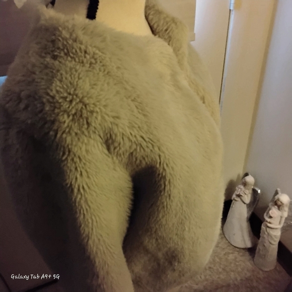 Wild Fable Gray Faux Fur Open Bolero Coat - Picture 4 of 10